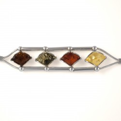 Bracelet argent 925 et ambre 4 couleurs 