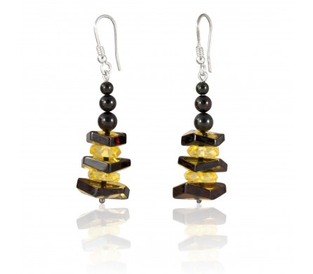 Boucles ambre noir et jaune