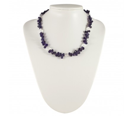 Collier Pierre Améthyste et Cristal de Roche