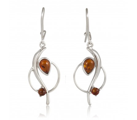 Boucles ambre sur cercle d'argent