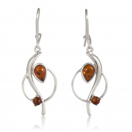 Boucles ambre sur cercle d'argent