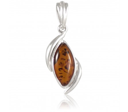 Pendentif Ambre cognac Florenne, Argent 925