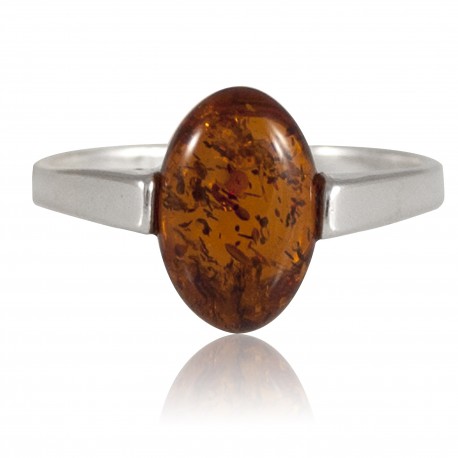 Bague ambre cognac, T54, 56, 58