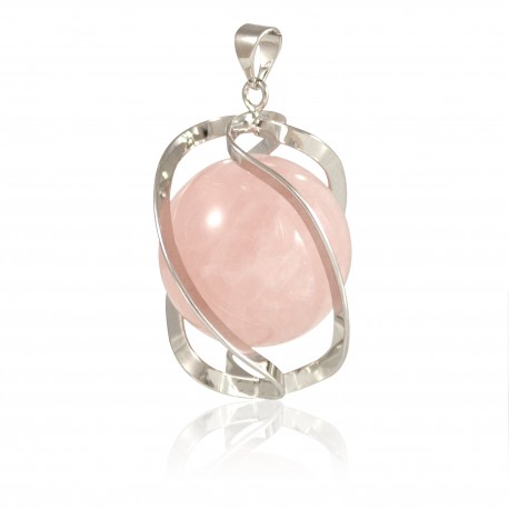 Pendentif spirale quartz rose