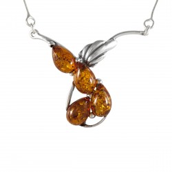 Collier Ambre cognac Héra, Argent 925