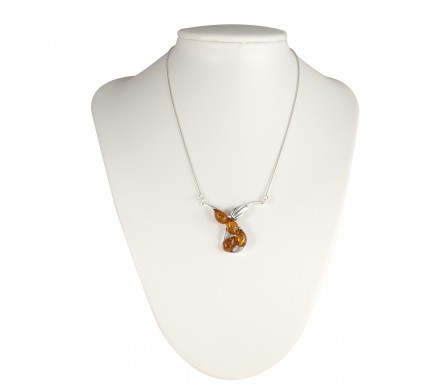 Collier Ambre cognac Héra, Argent 925