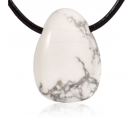 Pendentif Pierre roulée, Howlite blanche