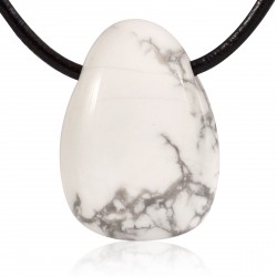 Pendentif Pierre roulée, Howlite blanche