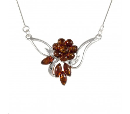  Collier Ambre cognac Laure, Argent 925