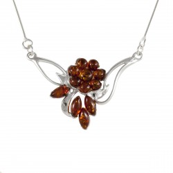  Collier Ambre cognac Laure, Argent 925