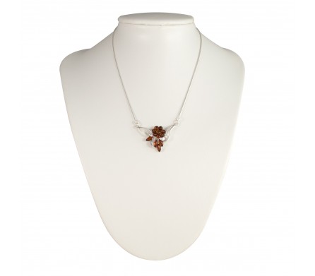  Collier Ambre cognac Laure, Argent 925