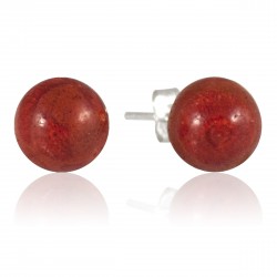  Boucles Pierre clous de Corail orangé, Argent 925