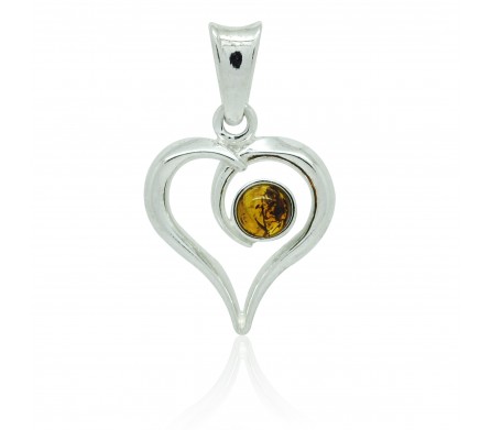 Pendentif Ambre cognac Corinne, Argent 925