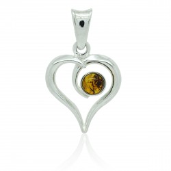 Pendentif Ambre cognac Corinne, Argent 925