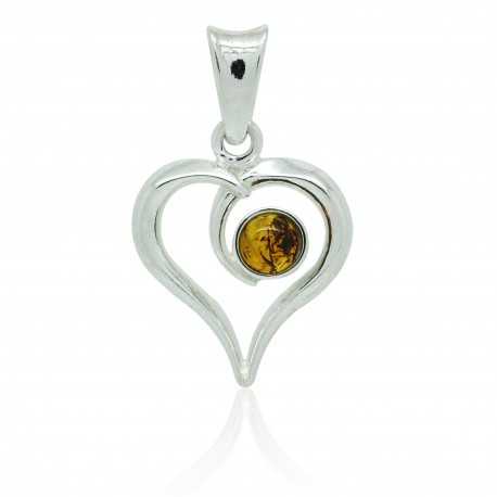 Pendentif Ambre cognac Corinne, Argent 925