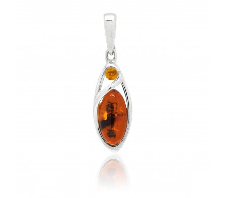 Pendentif en ambre cognac Manon, Argent 925