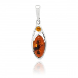 Pendentif en ambre cognac Manon, Argent 925