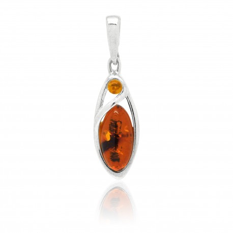 Pendentif en ambre cognac Manon, Argent 925