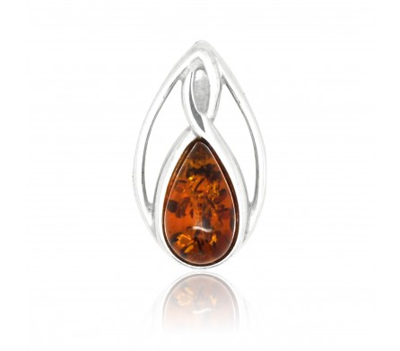 Pendentif Anaïs, goutte d'ambre cognac