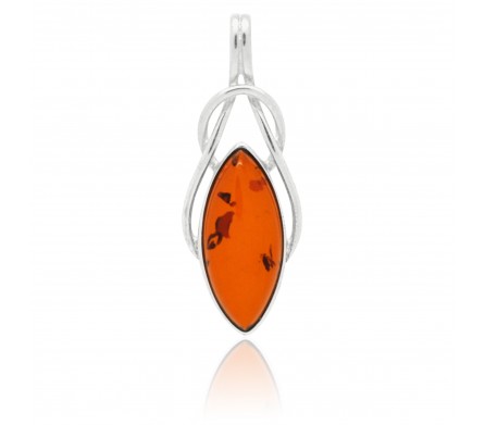 Lucie, Pendentif Ambre cognac, Argent 925