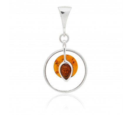 Pendentif Louane, Argent 925 et Ambre naturel