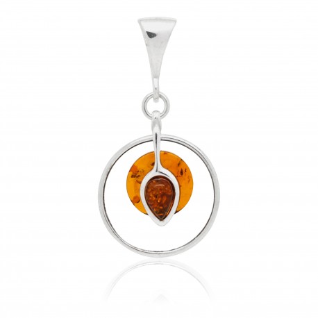 Pendentif Louane, Argent 925 et Ambre naturel