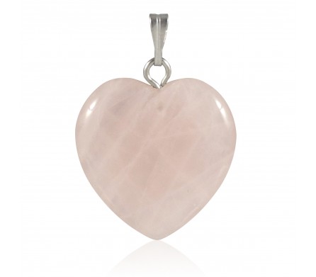 Pendentif Pierre, cœur de Quartz Rose