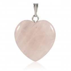 Pendentif Pierre, cœur de Quartz Rose