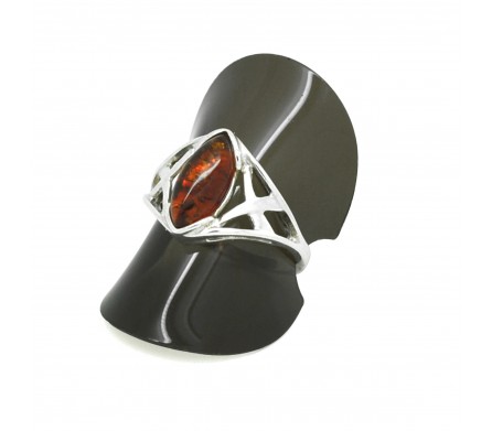 Argent et Ambre cognac, Bague Cassy