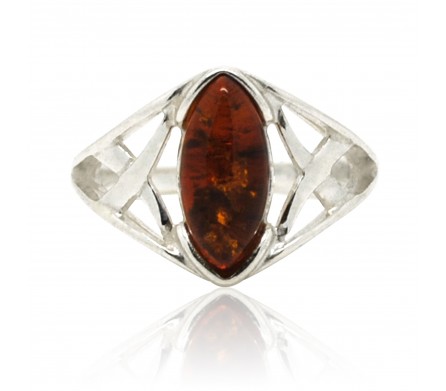 Argent et Ambre cognac, Bague Cassy