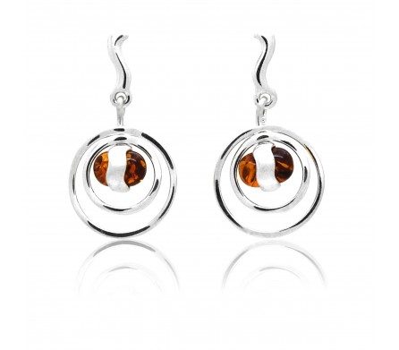 Ambre naturel et argent, boucles d'oreilles Ange