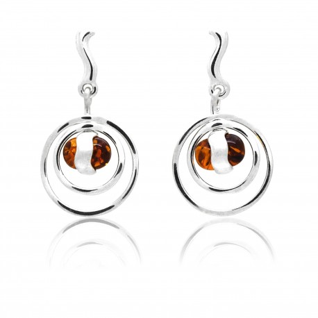 Ambre naturel et argent, boucles d'oreilles Ange