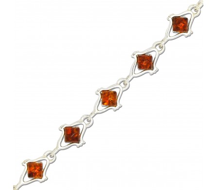 Ambre naturel et Argent, Bracelet Salma