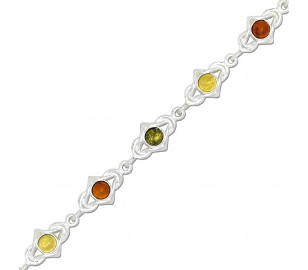 Bracelet Magalie, Ambre naturel et Argent