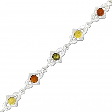 Bracelet Magalie, Ambre naturel et Argent