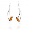 Ambre naturel et Argent, Boucles d'oreilles Ania