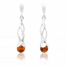 Ambre naturel et Argent, Boucles d'oreilles Ania