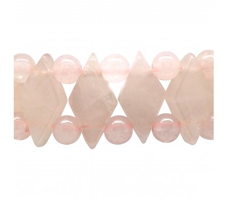 Bracelet de Pierre, losange de Quartz rose