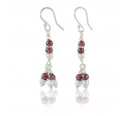 Boucles Pierre pendantes Grenat, Argent 925