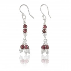 Boucles Pierre pendantes Grenat, Argent 925