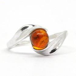 Ambre cognac et Argent, Bague Lola