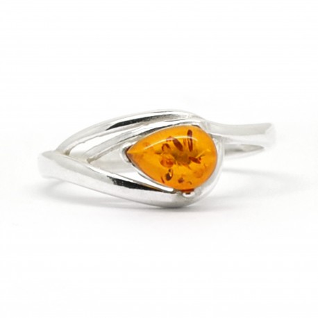 Bague Ambre citrine et Argent, Mathilde