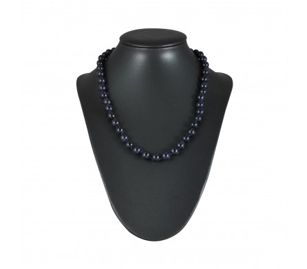 Collier Pierre, perles 8 mm, Pierre soleil bleue