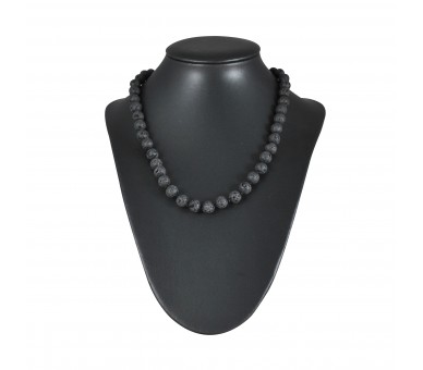 Collier Pierre, perles 8 mm, Lave