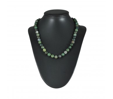 Collier Pierre, perles 8 mm, Agate mousse