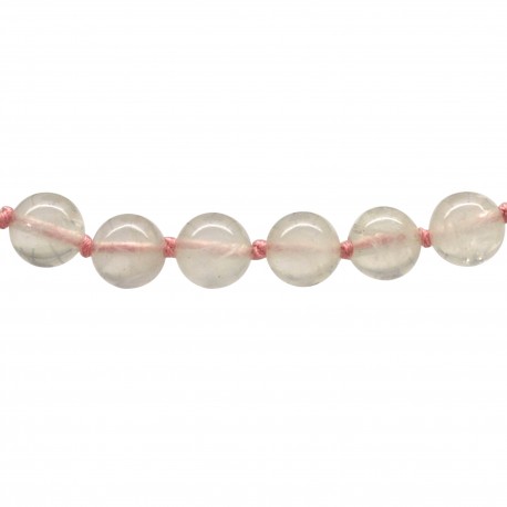 Collier Pierre, perles 8 mm, Quartz rose