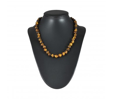 Collier Pierre, perles 8 mm, œil de tigre