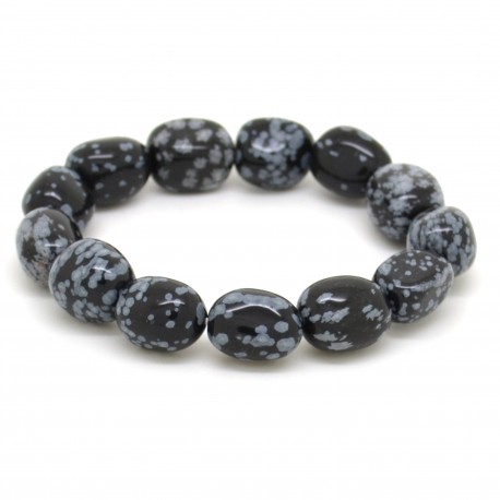 Bracelet Pierre roulée Obsidienne mouchetée