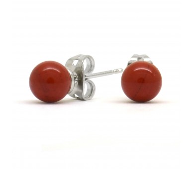 Boucles Pierre, Jaspe rouge, puces 6 mm