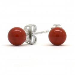 Boucles Pierre, Jaspe rouge, puces 6 mm